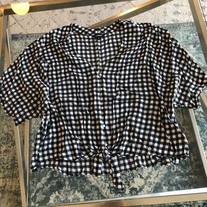 Gingham Button Top